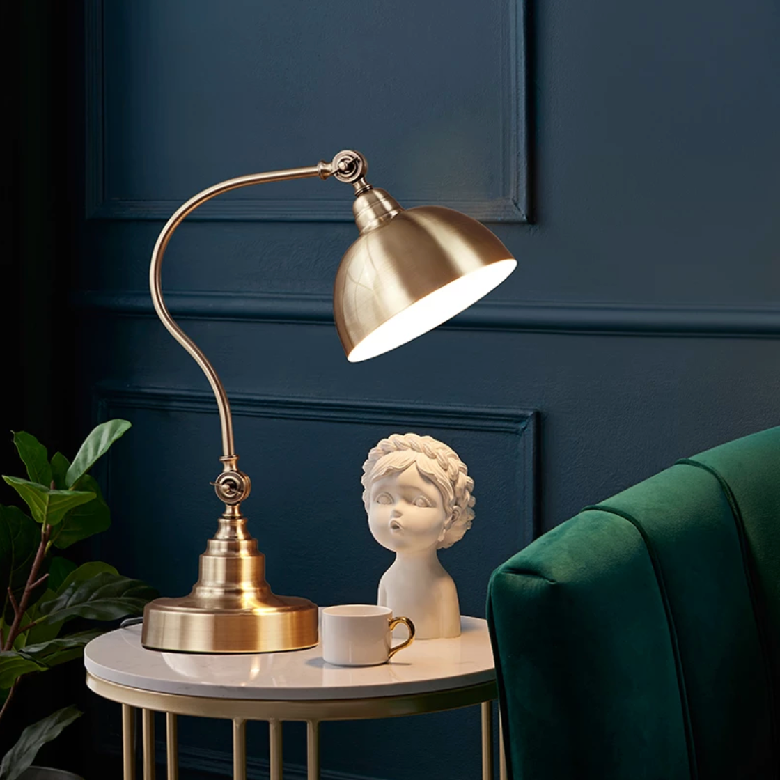Rustic Gold Punk LED Desk or Nightstand Lamp