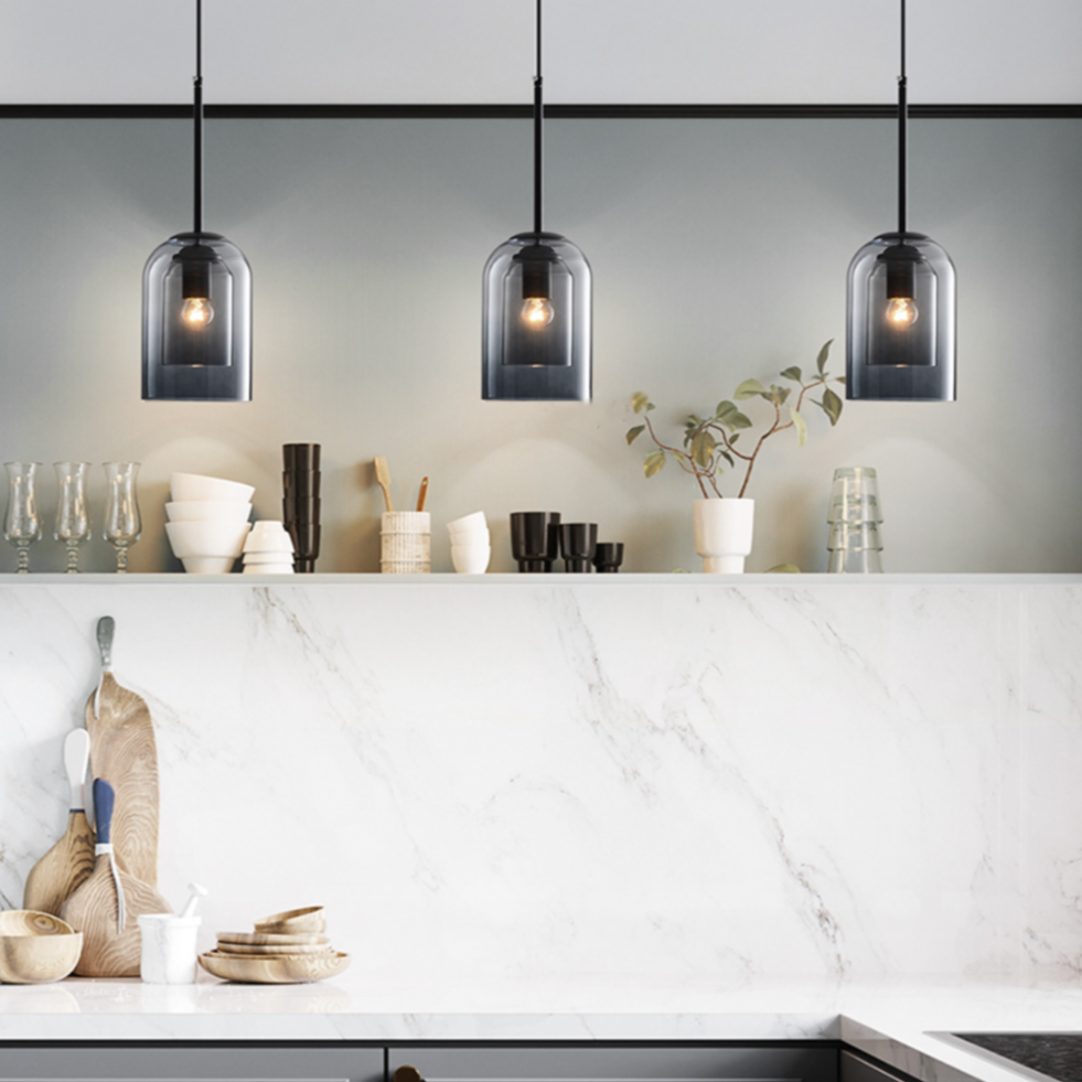 Double Curved Smoke Glass Suspension Design Tube