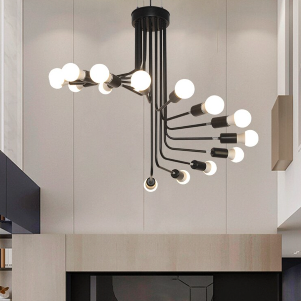 Black Stair-Step Multi-Branch Chandelier
