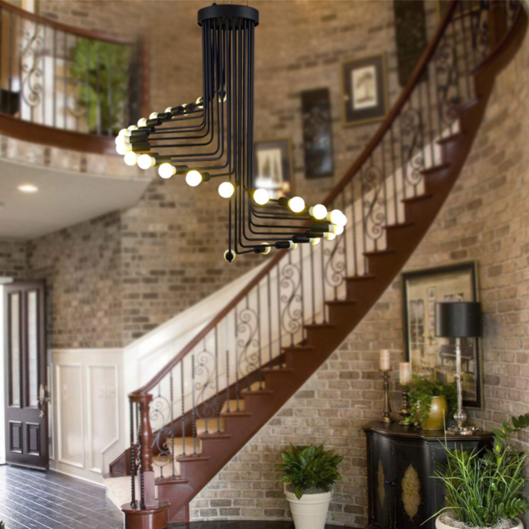 Black Stair-Step Multi-Branch Chandelier