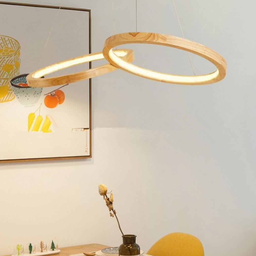 LED Circular Wooden Chandelier