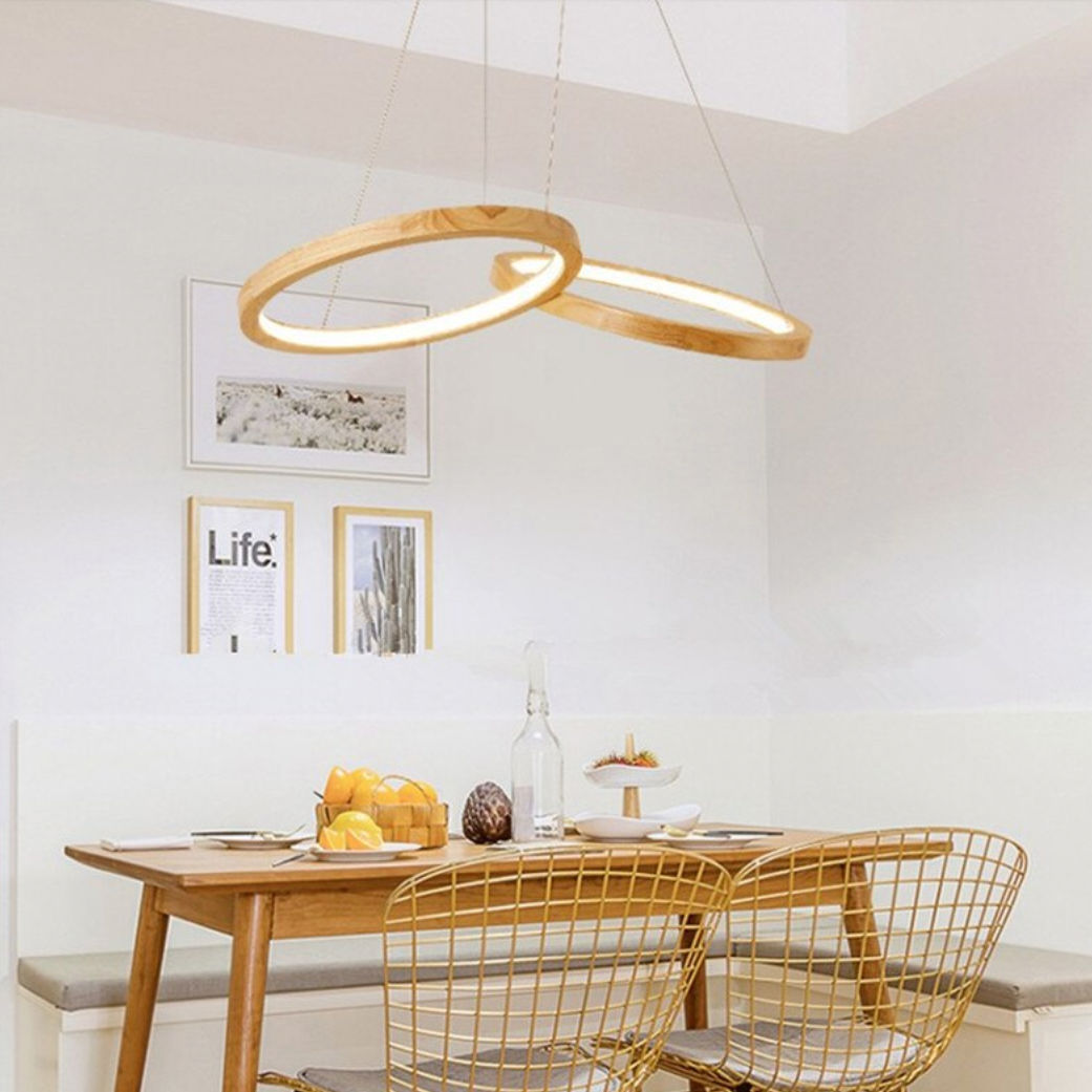 LED Circular Wooden Chandelier