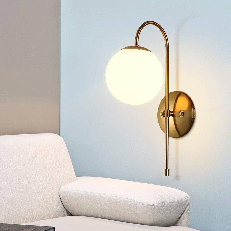 Simple Elegant Gold Wall Sconce with Sphere