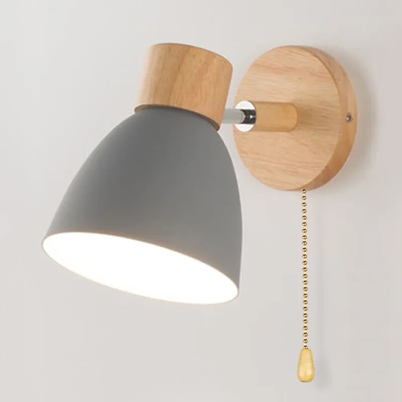 Nordic Wooden Wall Sconce with Switch