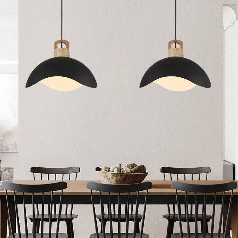 Modern Nordic Wood and Aluminum Pendant Light