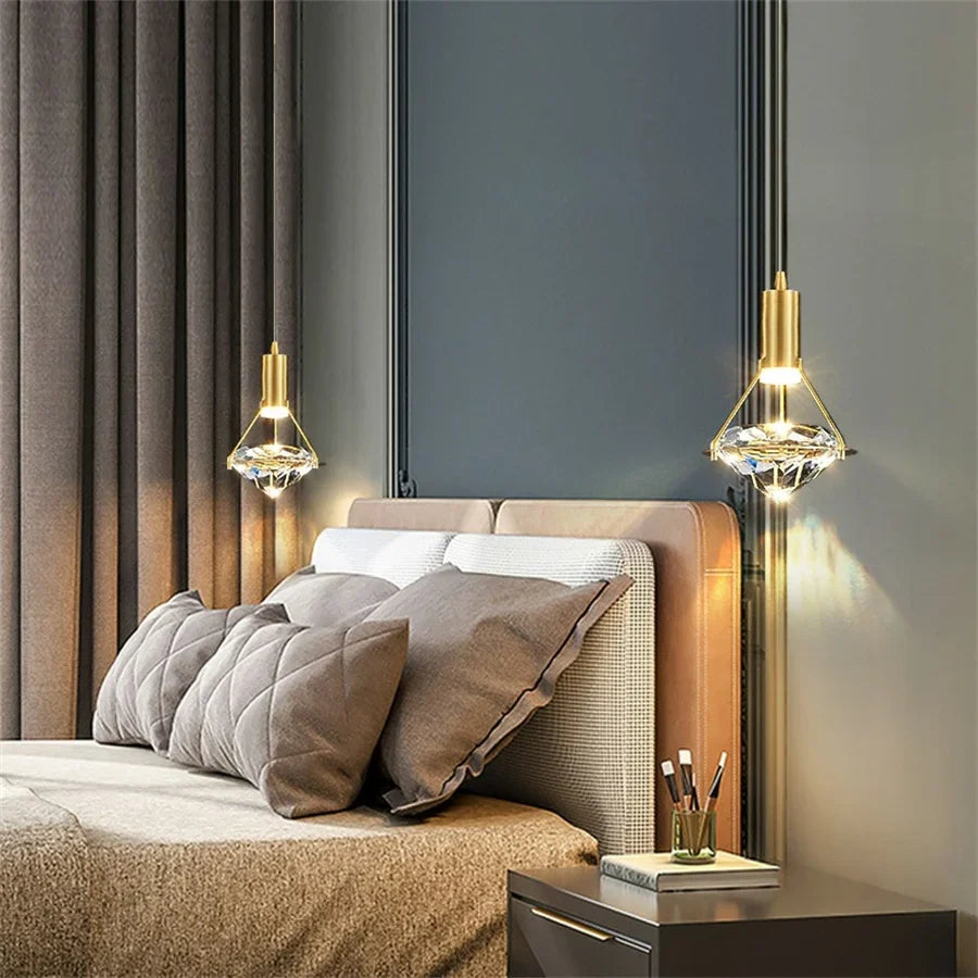 Thrisdar K9 Crystal Modern LED Pendant Light for Bedroom & Kitchen