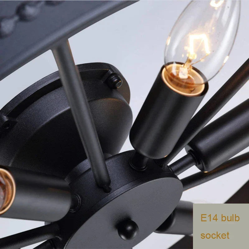 Round Iron Industrial Retro American Style Ceiling Light
