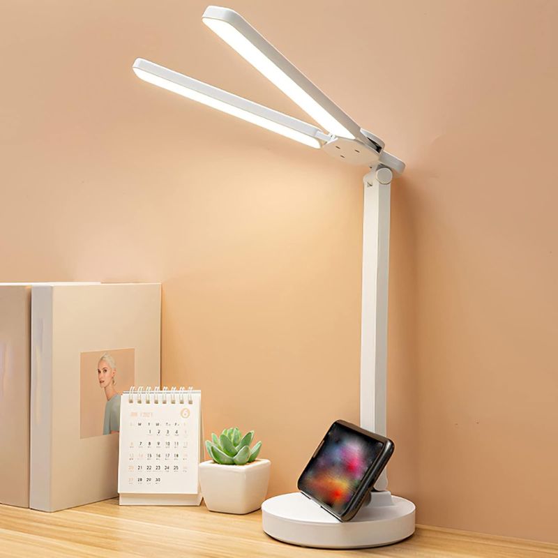 Adjustable Touch LED Desk Lamp with 3 Brightness Levels, USB Rechargeable, Eye Protection, Foldable Table Lamp for Bedroom and Reading