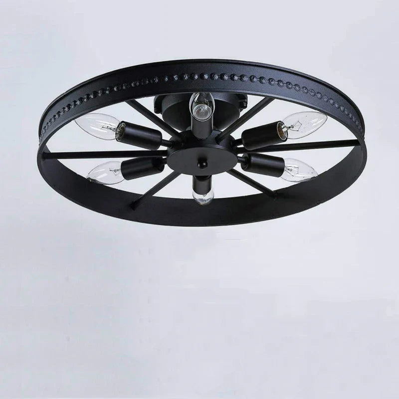 Round Iron Industrial Retro American Style Ceiling Light