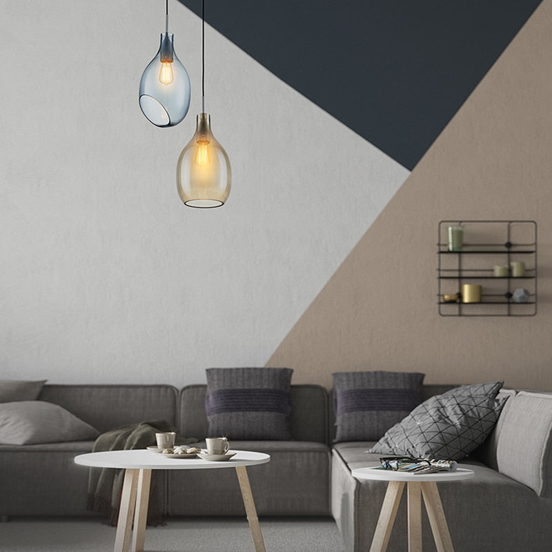 Nordic Glass Shade Suspension Light Halek