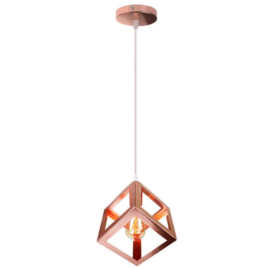 Modern Iron Cage Pendant Ceiling Light for Kitchen & Living Room - E27 Gold Rose