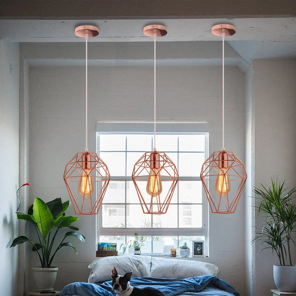 Modern Vintage Birdcage Diamond Pendant Light