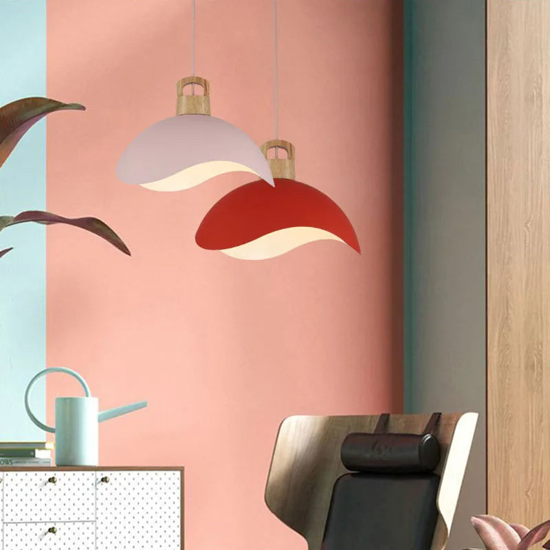 Modern Nordic Wood and Aluminum Pendant Light