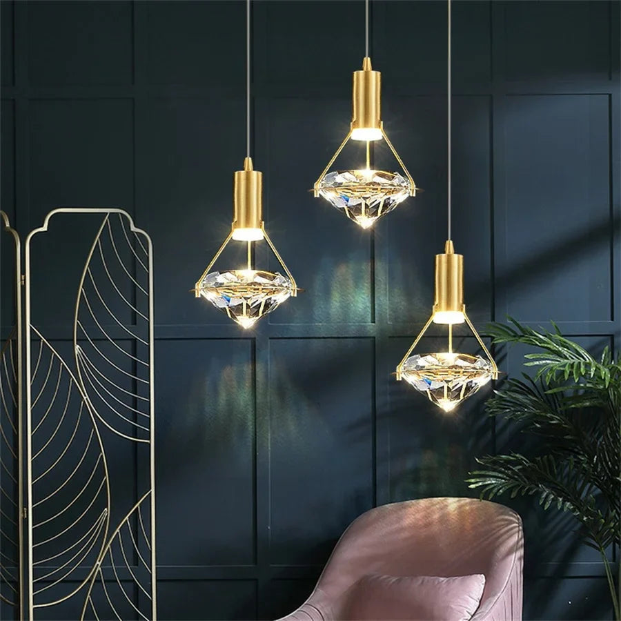 Thrisdar K9 Crystal Modern LED Pendant Light for Bedroom & Kitchen