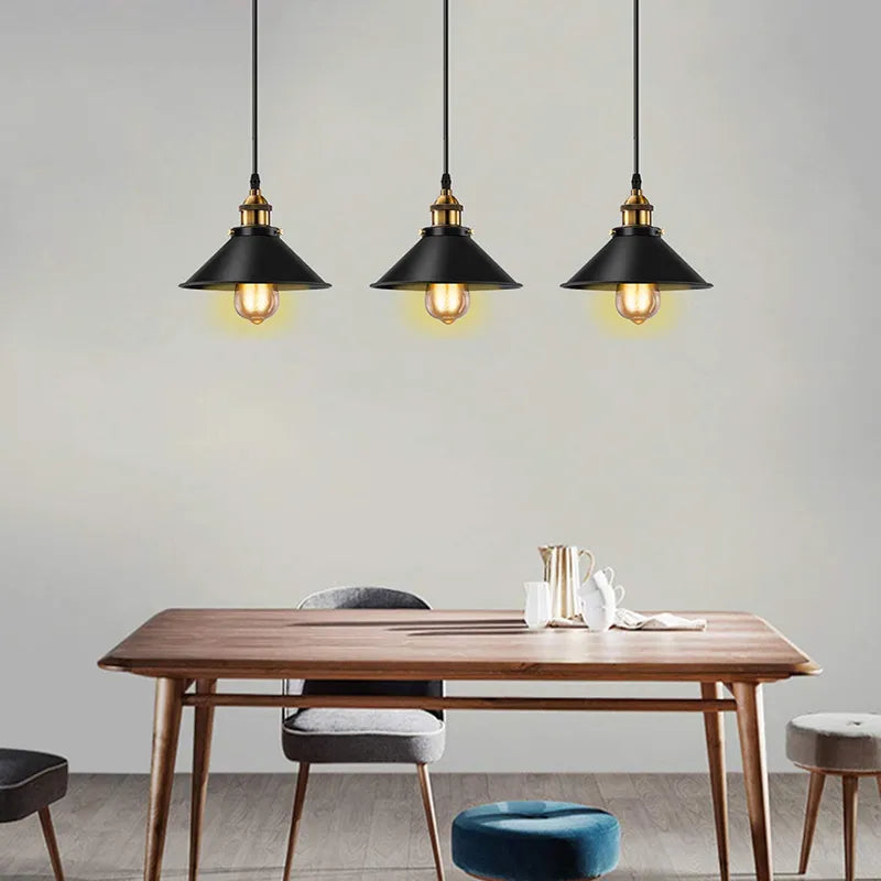 Vintage Industrial Edison Pendant Lights - E27 Base (Set of 3)