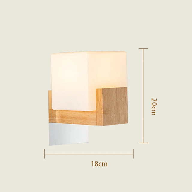 Nordic LED Wood and Glass Wall Sconce for Home Interior