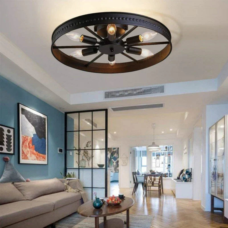 Round Iron Industrial Retro American Style Ceiling Light