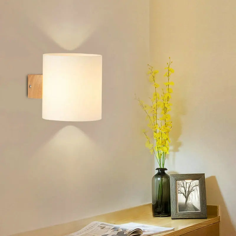Nordic LED Wood and Glass Wall Sconce for Home Interior