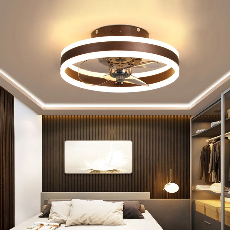 Minimalist Ceiling Fan with LED Crystal Light and Remote Control