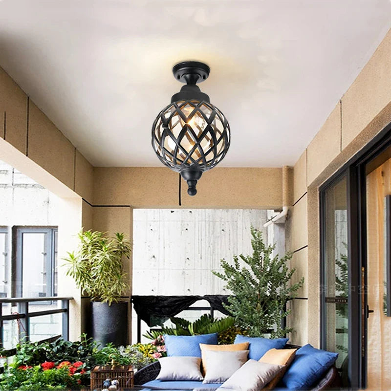 Waterproof Retro Outdoor Ceiling Light - European American Style for Outdoor Spaces