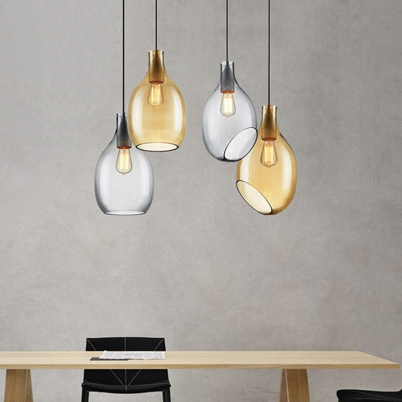 Nordic Glass Shade Suspension Light Halek