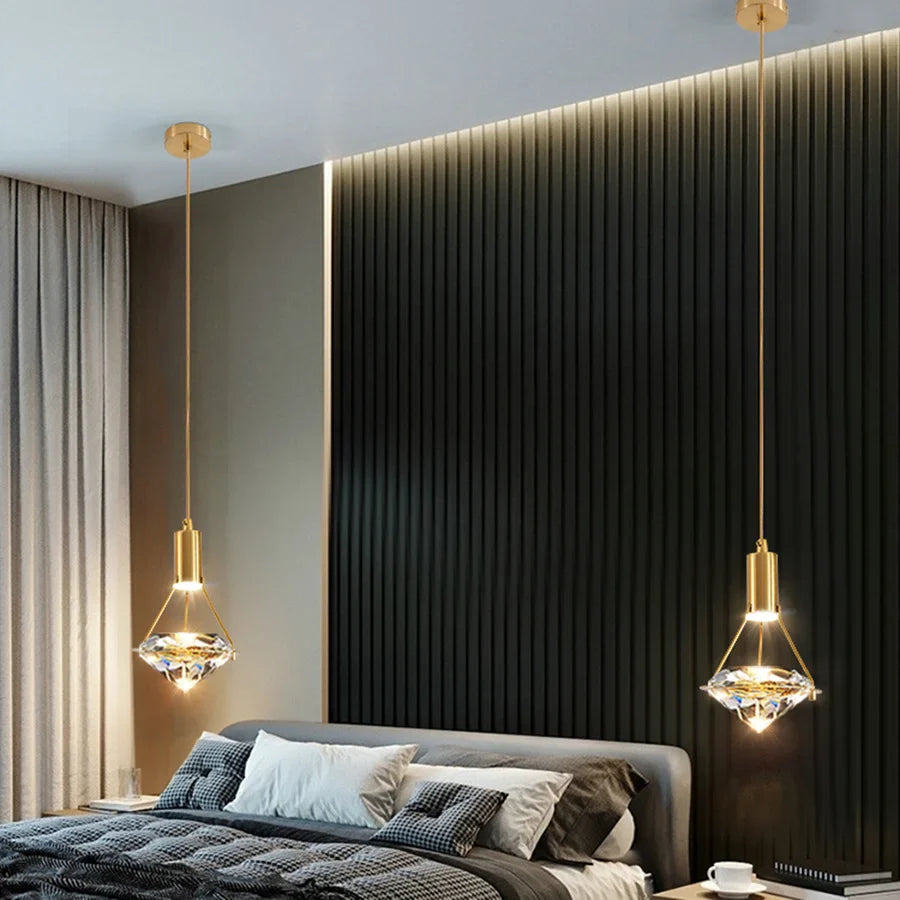 Thrisdar K9 Crystal Modern LED Pendant Light for Bedroom & Kitchen