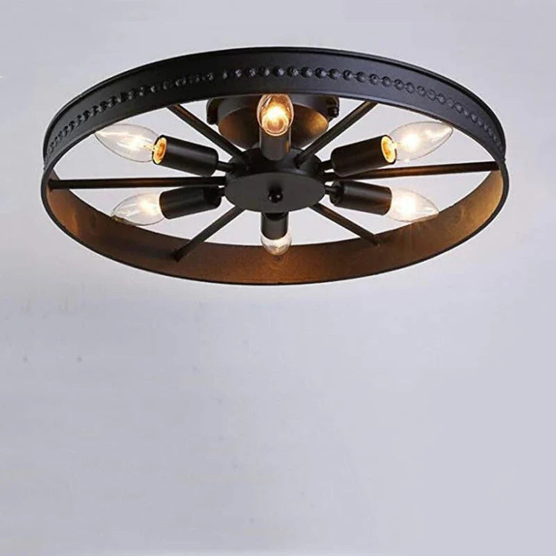 Round Iron Industrial Retro American Style Ceiling Light