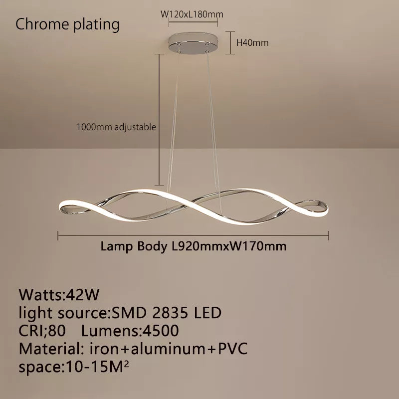 Modern LED Suspension Chandelier for Dining Room & Living Room - 92cm Gold/Chrome/Black with Remote/App Control