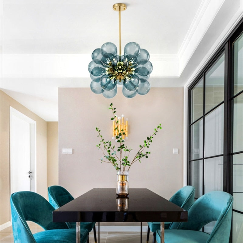 Modern Glass Ball Chandelier with Multiple Spheres