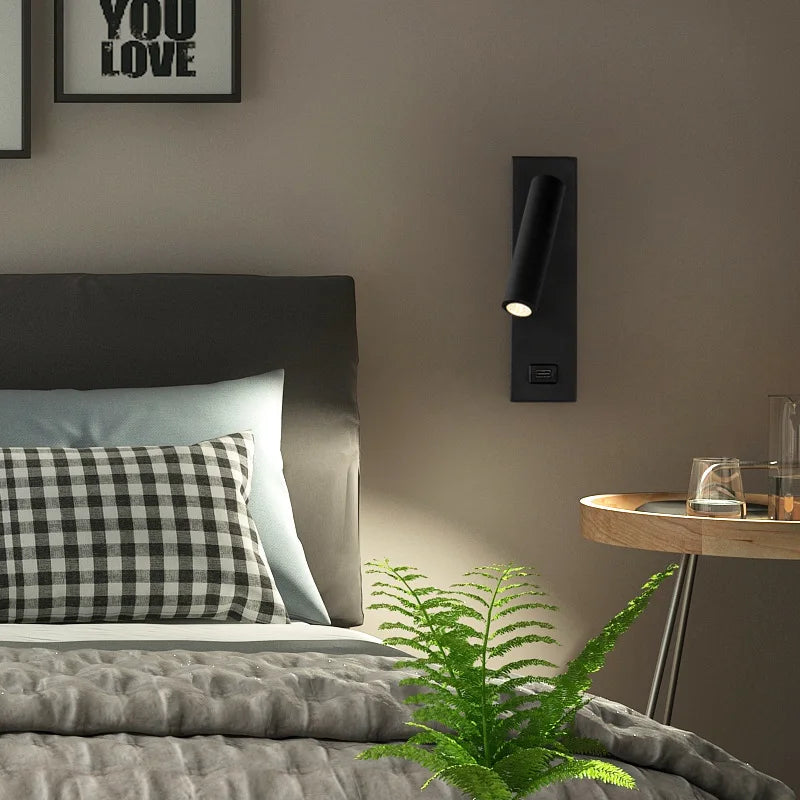 Modern Rotating LED Spotlight with Metal Switch for Reading