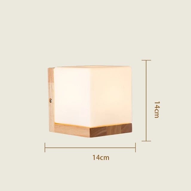 Nordic LED Wood and Glass Wall Sconce for Home Interior
