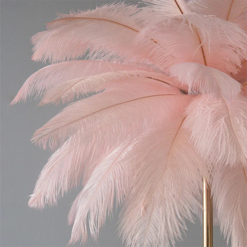 Nordic Decorative Floor Lamp with Ostrich Feathers and LED Lighting