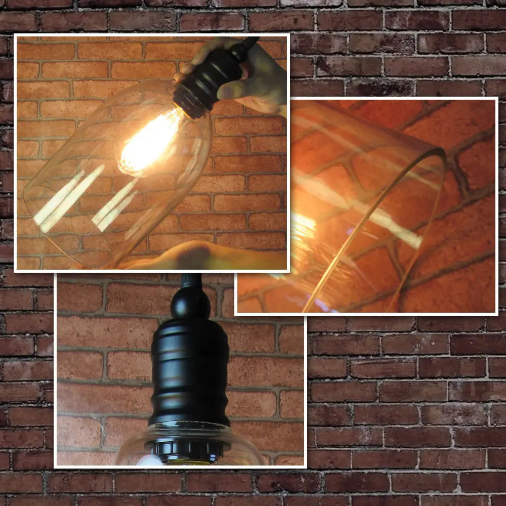 Vintage Edison Glass Pendant Light in Industrial Loft Style