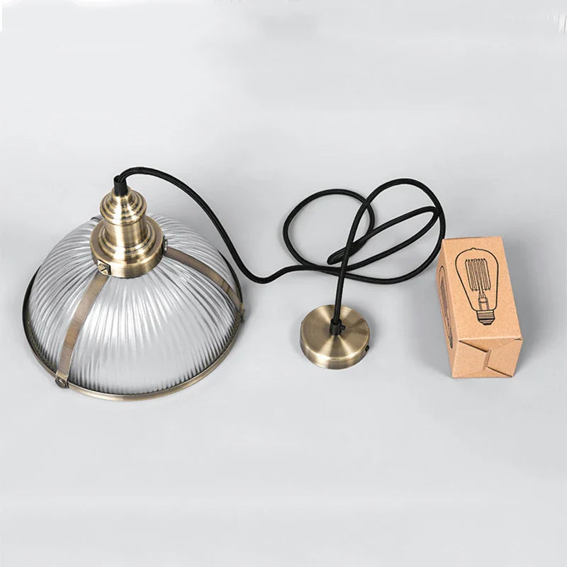 Vintage Glass Pendant Light Fixture - Loft Style LED Hanging Lamp for Dining Room & Office E27