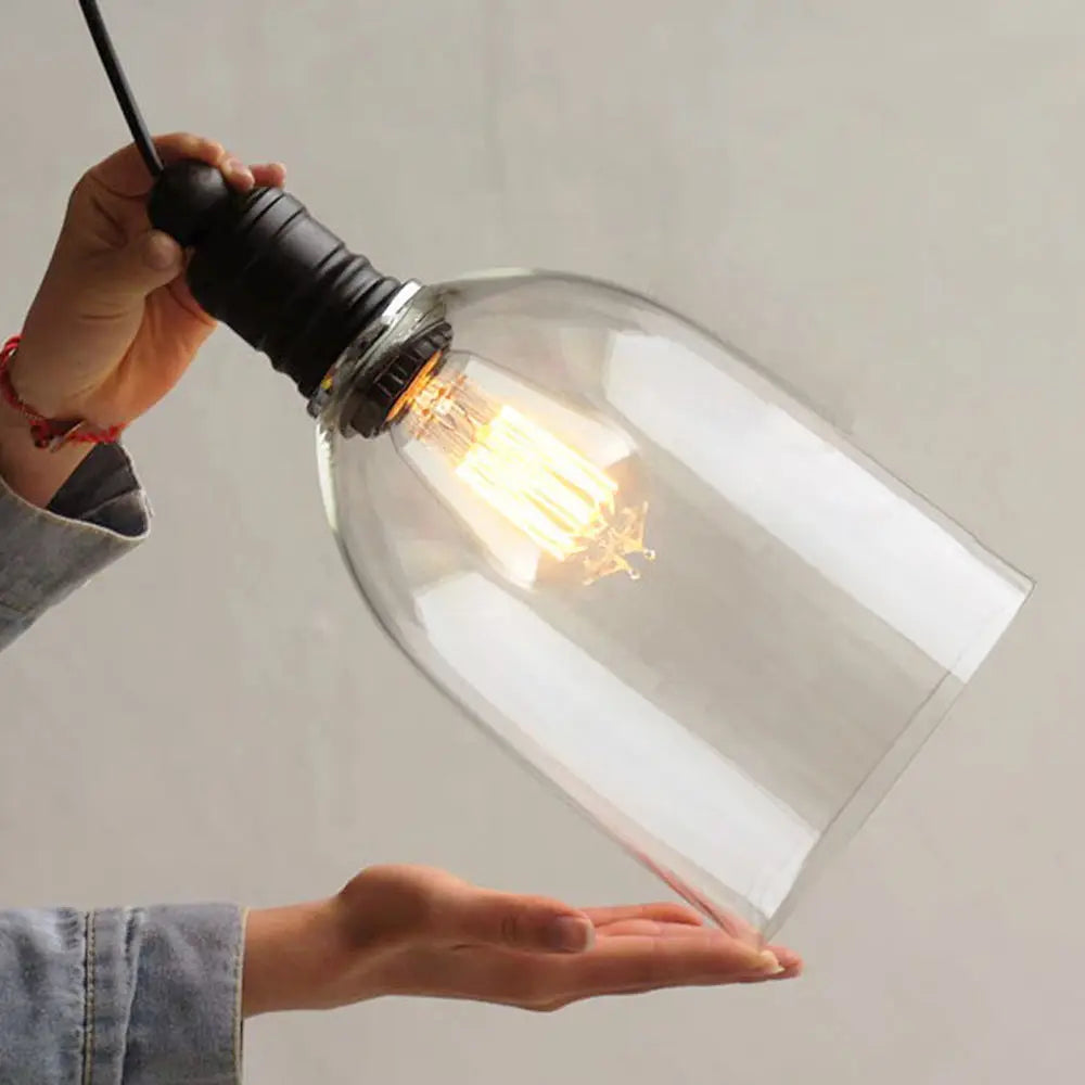 Vintage Edison Glass Pendant Light in Industrial Loft Style
