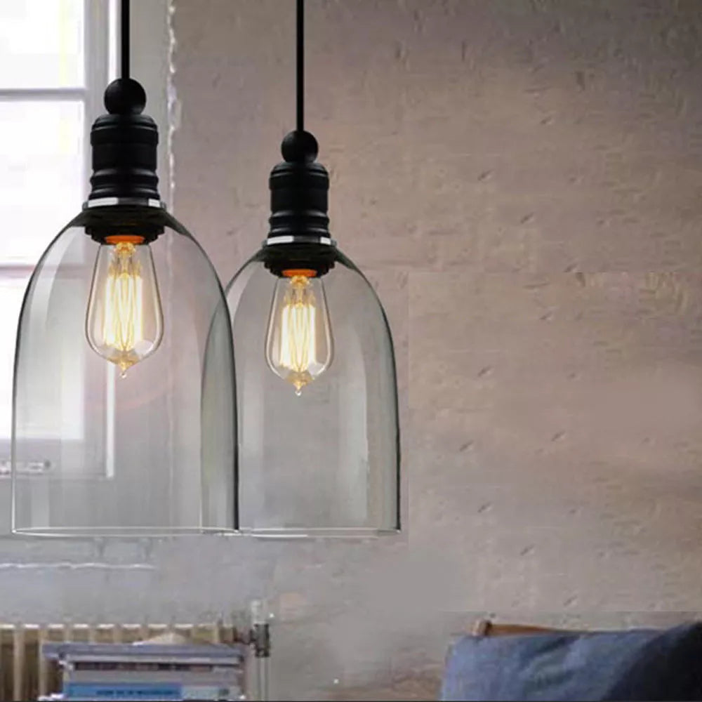 Vintage Edison Glass Pendant Light in Industrial Loft Style