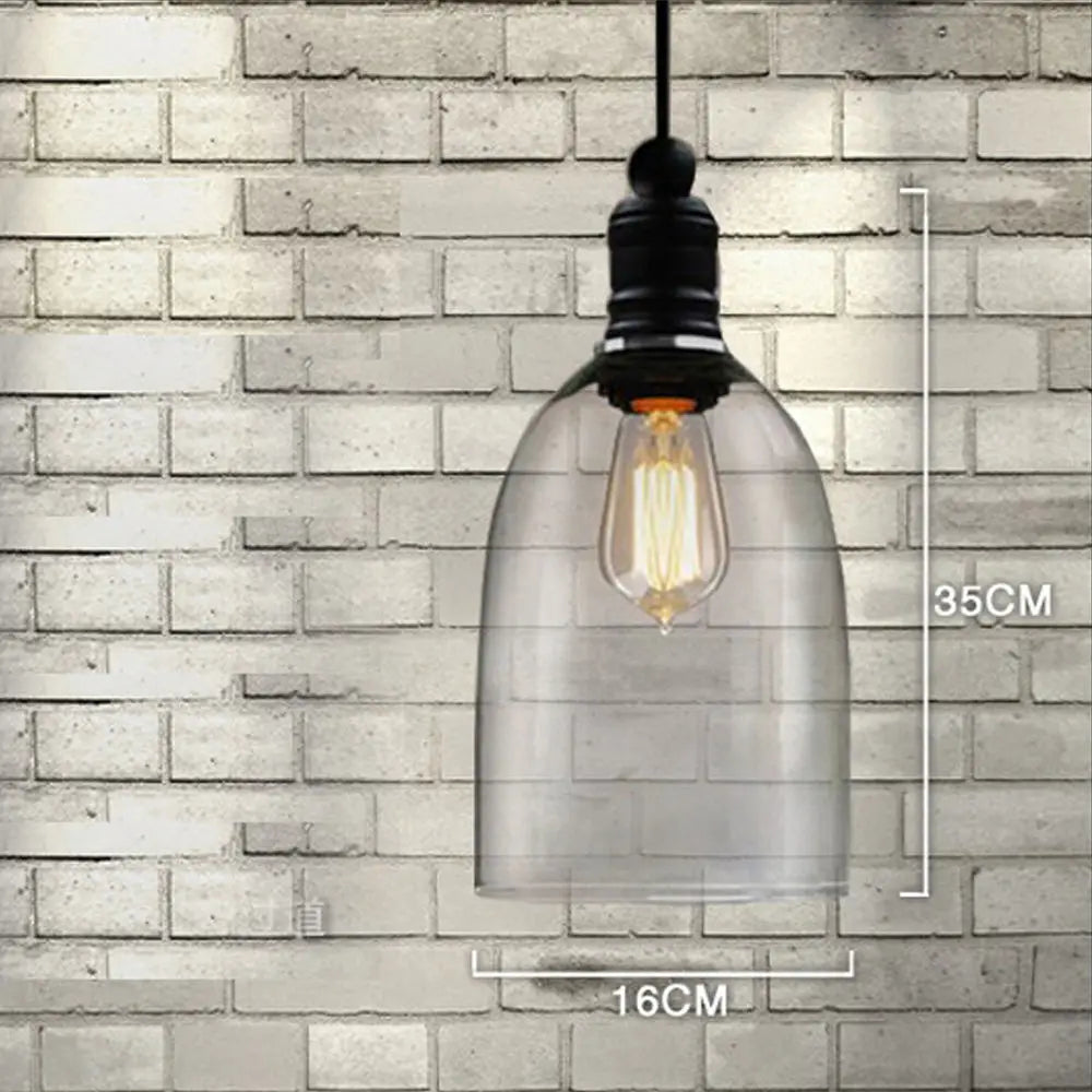 Vintage Edison Glass Pendant Light in Industrial Loft Style