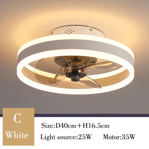 Minimalist Ceiling Fan with LED Crystal Light and Remote Control