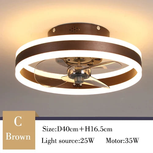 Minimalist Ceiling Fan with LED Crystal Light and Remote Control