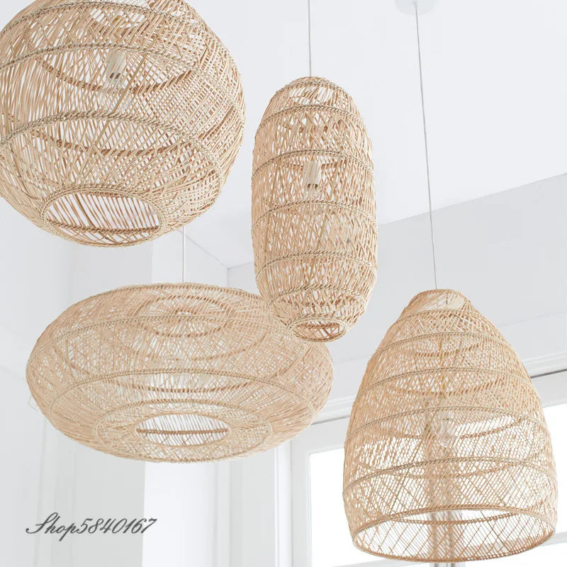Vintage Rattan Hanging Light Fixture