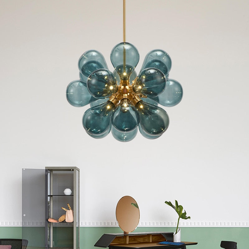 Modern Glass Ball Chandelier with Multiple Spheres