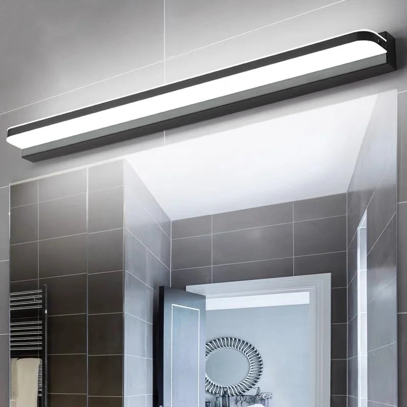 Modern LED Bathroom Mirror Light - Stainless Steel Sconces 42/62/72/120cm AC85-265V Black & White
