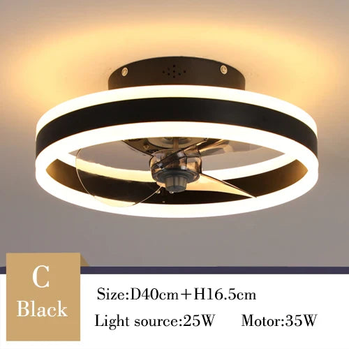 Minimalist Ceiling Fan with LED Crystal Light and Remote Control