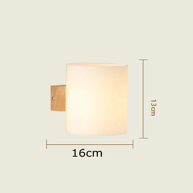 Nordic LED Wood and Glass Wall Sconce for Home Interior
