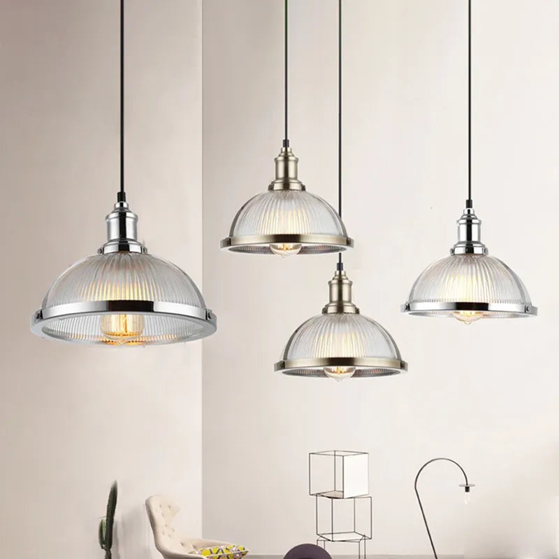 Vintage Glass Pendant Light Fixture - Loft Style LED Hanging Lamp for Dining Room & Office E27