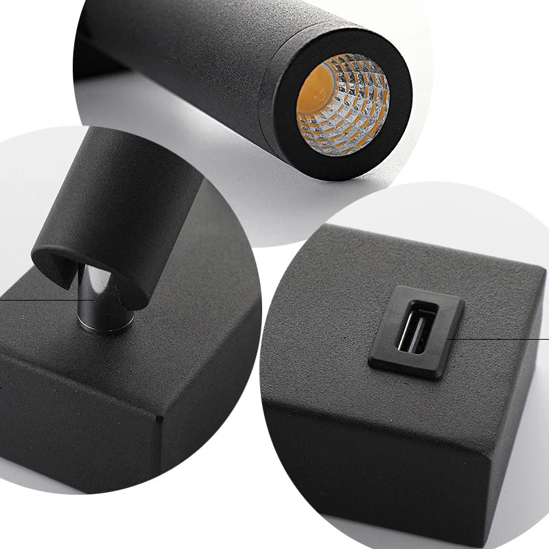 Modern Rotating LED Spotlight with Metal Switch for Reading