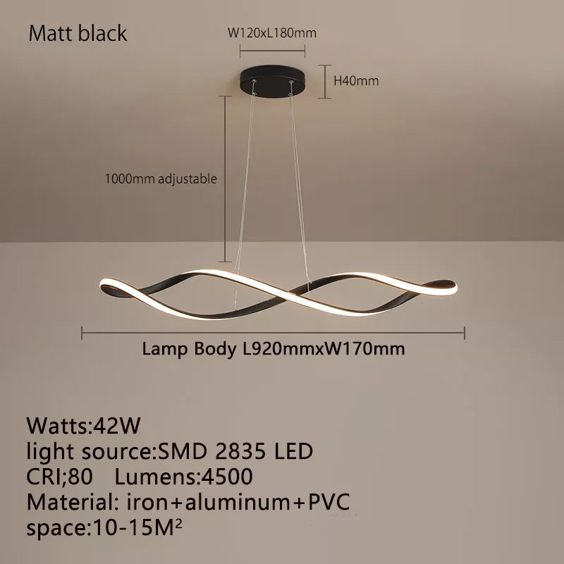 Modern LED Suspension Chandelier for Dining Room & Living Room - 92cm Gold/Chrome/Black with Remote/App Control