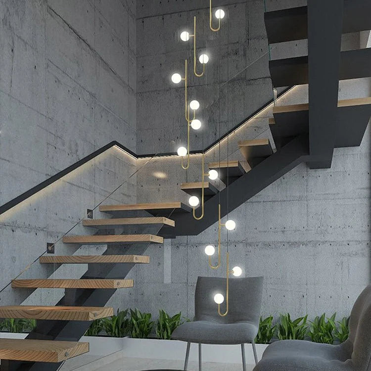 Modern Luxury Spiral Staircase LED Ceiling Chandelier