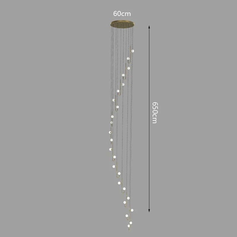 Modern Luxury Spiral Staircase LED Ceiling Chandelier