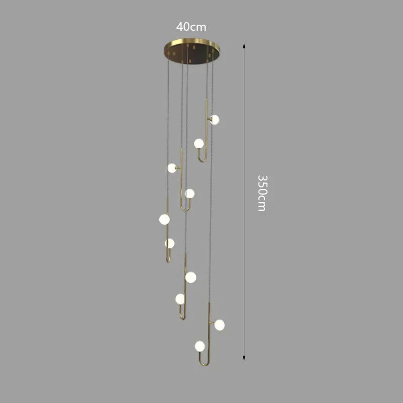 Modern Luxury Spiral Staircase LED Ceiling Chandelier